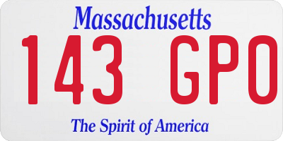MA license plate 143GP0