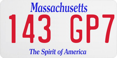 MA license plate 143GP7