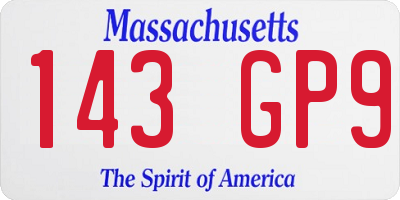 MA license plate 143GP9