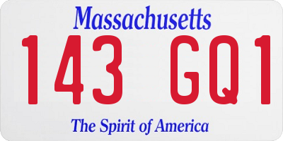 MA license plate 143GQ1
