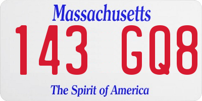 MA license plate 143GQ8