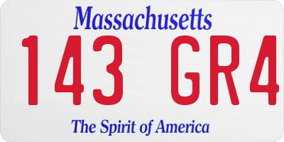 MA license plate 143GR4
