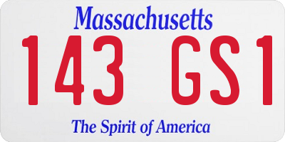 MA license plate 143GS1