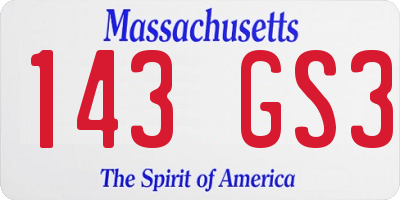 MA license plate 143GS3