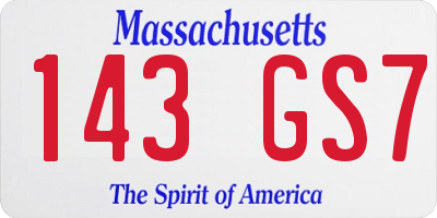 MA license plate 143GS7