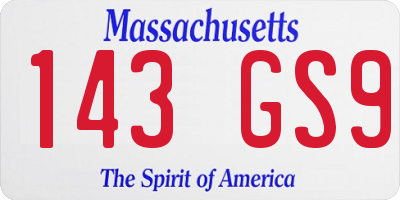 MA license plate 143GS9