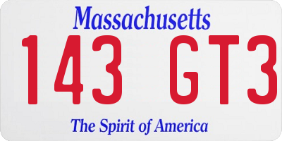 MA license plate 143GT3