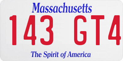 MA license plate 143GT4