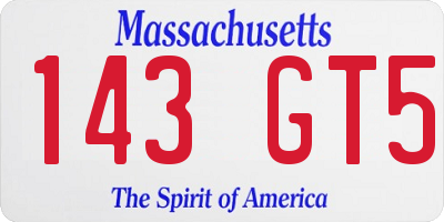 MA license plate 143GT5