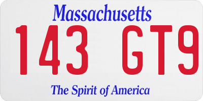 MA license plate 143GT9