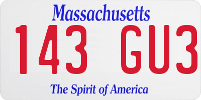 MA license plate 143GU3