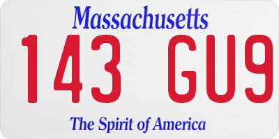 MA license plate 143GU9