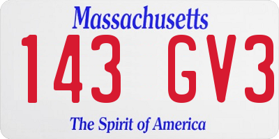 MA license plate 143GV3