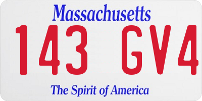 MA license plate 143GV4