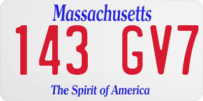 MA license plate 143GV7