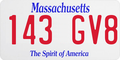 MA license plate 143GV8