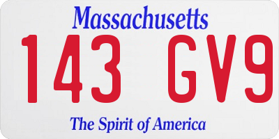 MA license plate 143GV9