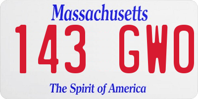 MA license plate 143GW0