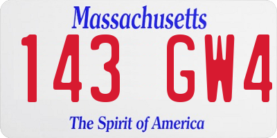 MA license plate 143GW4
