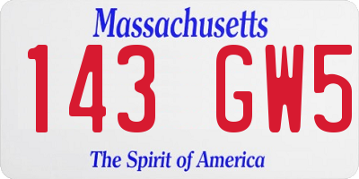 MA license plate 143GW5
