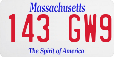 MA license plate 143GW9