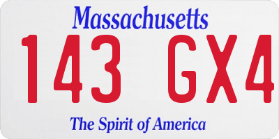 MA license plate 143GX4