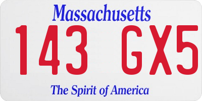 MA license plate 143GX5