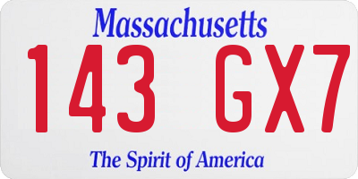 MA license plate 143GX7