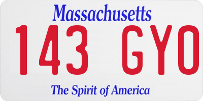 MA license plate 143GY0
