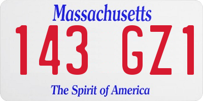 MA license plate 143GZ1