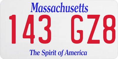 MA license plate 143GZ8