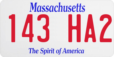 MA license plate 143HA2