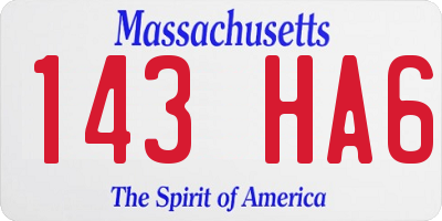 MA license plate 143HA6
