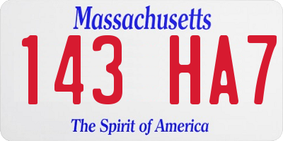 MA license plate 143HA7