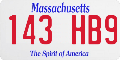 MA license plate 143HB9