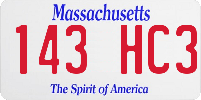 MA license plate 143HC3