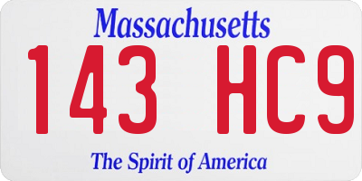 MA license plate 143HC9