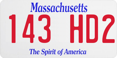 MA license plate 143HD2