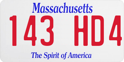 MA license plate 143HD4