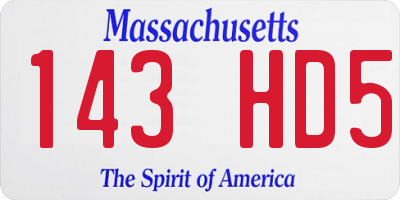 MA license plate 143HD5