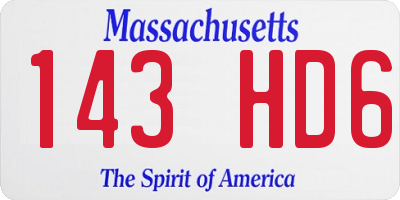 MA license plate 143HD6