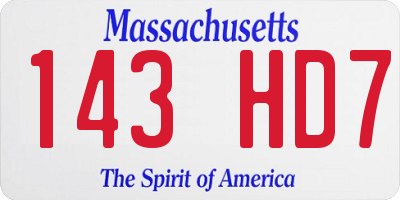 MA license plate 143HD7