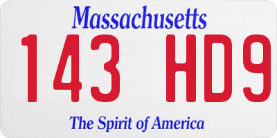 MA license plate 143HD9