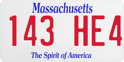 MA license plate 143HE4