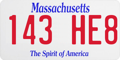 MA license plate 143HE8