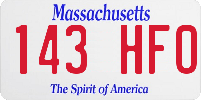 MA license plate 143HF0