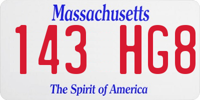 MA license plate 143HG8