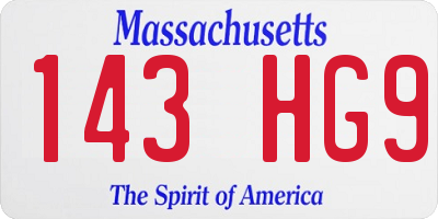 MA license plate 143HG9