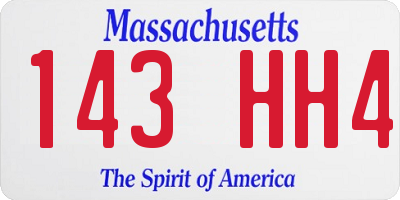 MA license plate 143HH4