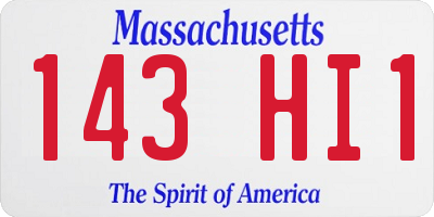 MA license plate 143HI1